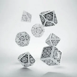 Q-Workshop Steampunk Clockwork Dice Set White with Black Etches (7 Piece Set) - Your Source for Gaming Essentials Fashion