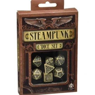 Q-Workshop Steampunk Dice Set Beige with Black Etches (7 Piece Set) - Your Source for Gaming Essentials Best Sale