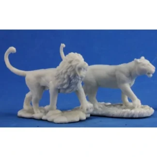 Reaper Miniatures Lions(2) #77341 Bones Unpainted Plastic D&D RPG Mini Figure - Your Source for Gaming Essentials Cheap