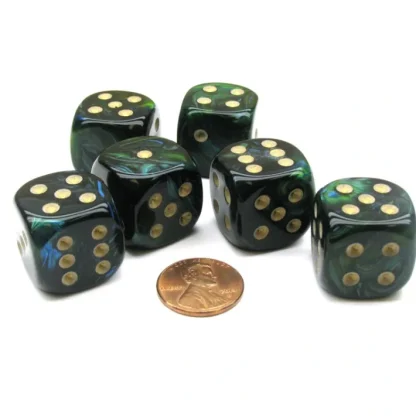 Scarab 20mm Big D6 Chessex Dice, 6 Pieces - Jade with Gold Pips - Your Source for Gaming Essentials Discount