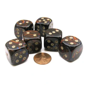 Scarab 20mm Big D6 Chessex Dice, 6 Pieces - Blue Blood with Gold Pips - Your Source for Gaming Essentials Online