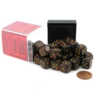 Scarab 12mm D6 Chessex Dice Block (36 Dice) - Blue Blood with Gold Pips - Your Source for Gaming Essentials Fashion