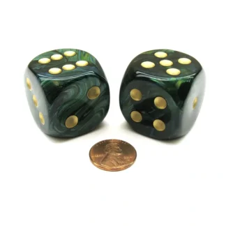 Scarab 30mm Large D6 Chessex Dice, 2 Pieces - Jade with Gold Numbers - Your Source for Gaming Essentials Fashion