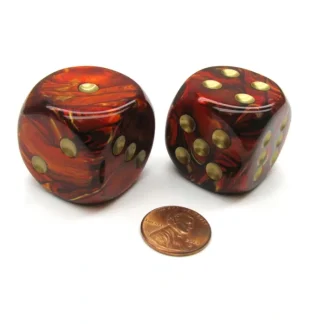 Scarab 30mm Large D6 Chessex Dice, 2 Pieces - Scarlet with Gold Pips - Your Source for Gaming Essentials Best