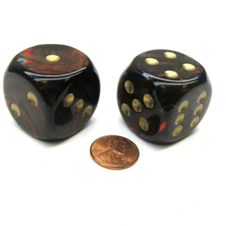 Scarab 30mm Large D6 Chessex Dice, 2 Pieces - Blue Blood with Gold Pips - Your Source for Gaming Essentials Outlet