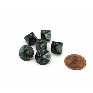 Scarab 10mm Mini 10 Sided D10 Dice, 6 Pieces - Jade with Gold Numbers - Your Source for Gaming Essentials Shop