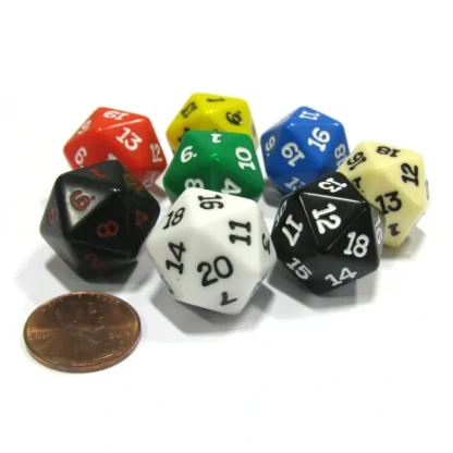 Set of 8 Assorted Colors Twenty Sided 19mm D20 Opaque Dice for RPG D&D - Your Source for Gaming Essentials Outlet