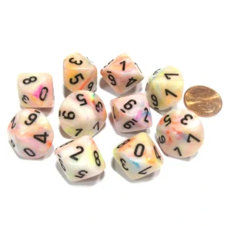 Set of 10 Chessex Festive D10 Dice - Circus with Black Numbers - Your Source for Gaming Essentials Discount