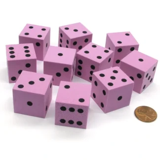 Set of 10 D6 Large 25mm Foam Dice - Purple with Black Spots - Your Source for Gaming Essentials Sale