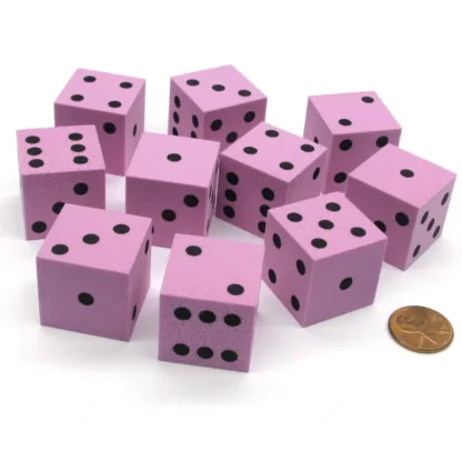 Set of 10 D6 Large 25mm Foam Dice - Purple with Black Spots - Your Source for Gaming Essentials Sale