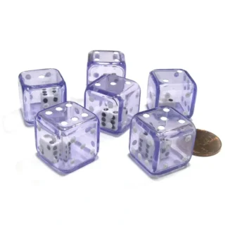 Set of 6 D6 19mm Double Dice, 2-In-1 Dice - White Inside Translucent Purple Die - Your Source for Gaming Essentials Hot
