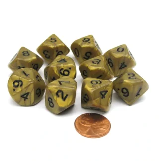 Set of 10 D10 16mm Olympic Pearlized Dice - Gold with Black Numbers - Your Source for Gaming Essentials Best Sale