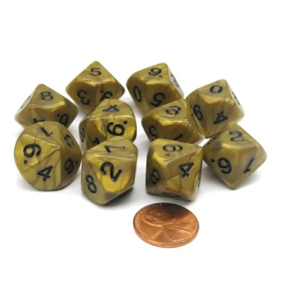 Set of 10 D10 16mm Olympic Pearlized Dice - Gold with Black Numbers - Your Source for Gaming Essentials Best Sale