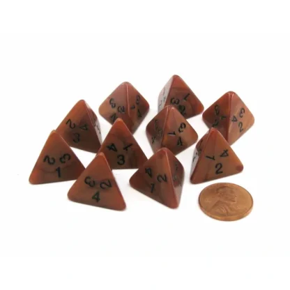 Set of 10 D4 18mm Olympic Pearlized Dice - Bronze with Black Numbers - Your Source for Gaming Essentials Best