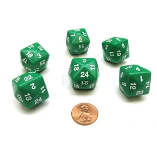 Set of 6 D24 Opaque 24mm 24-Sided Gaming Dice - Green - Your Source for Gaming Essentials Sale