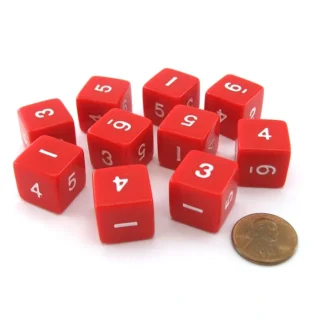 Set of 10 D6 Six-Sided 16mm Opaque Numbered Dice - Red with White Numbers - Your Source for Gaming Essentials Best Sale
