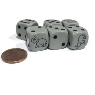 Set of 6 Elephant Dice 16mm D6 Rounded Edges Dice - Gray with Black Pips - Your Source for Gaming Essentials Best Sale