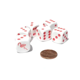 Set of 6 Flamingo 16mm D6 Round Edged Animal Dice - White with Pink Pips - Your Source for Gaming Essentials Fashion