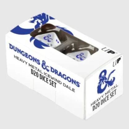 Set of 2 Icewind Dale Metal D20 D&D RPG Dice - White with Blue Numbers - Your Source for Gaming Essentials Cheap