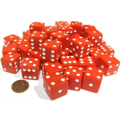 Set of 50 Large 19mm D6 Opaque Dice - Red with White Pips - Your Source for Gaming Essentials Outlet