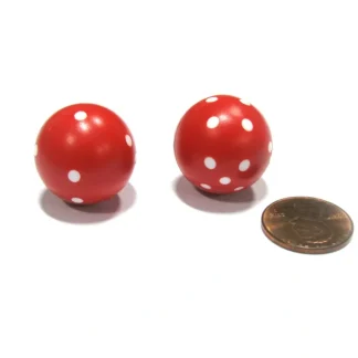 Set of 2 22mm Round Circular Circle Dice, Weighted - Red with White Pips - Your Source for Gaming Essentials Best
