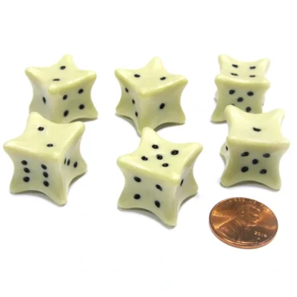 Set of 6 Six D6 6 Sided 18mm Bone Dice - RPG D&D Board Game Roll Dem Bones - Your Source for Gaming Essentials Outlet