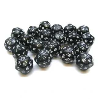 Set of 20 Triantakohedron D30 30 Sided 33mm Jumbo Dice - Black w White Numbers - Your Source for Gaming Essentials Flash Sale