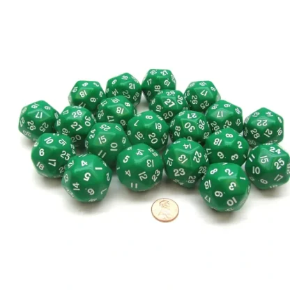 Set of 20 Triantakohedron D30 30 Sided 33mm Jumbo Dice - Green w White Numbers - Your Source for Gaming Essentials Hot