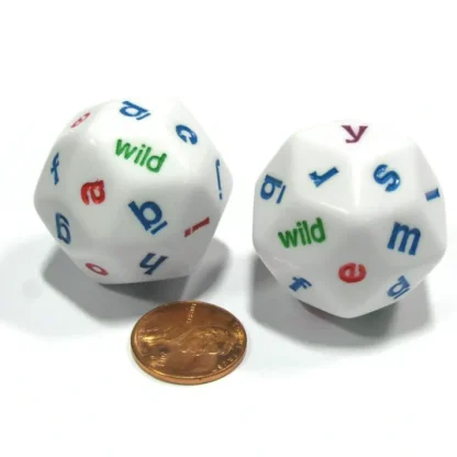 Set of 2 White Alphabet Lowercase Triantakohedron D30 30 Sided 30mm Jumbo Dice - Your Source for Gaming Essentials Best Sale