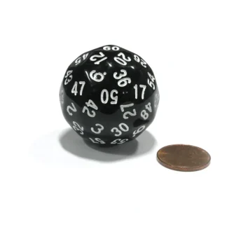 Sixty-Sided D60 35mm Large Gaming Dice - Black with White Numbers - Your Source for Gaming Essentials Store