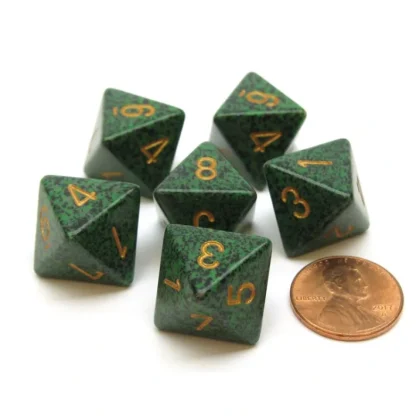 Speckled 15mm 8 Sided D8 Chessex Dice, 6 Pieces - Golden Recon - Your Source for Gaming Essentials Best Sale