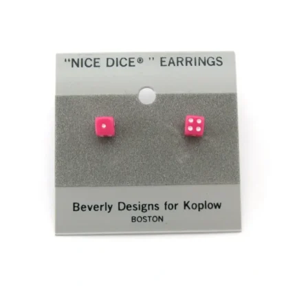 Tiny 5mm Post Stud Dice Earrings - Opaque Pink with White Pips - Your Source for Gaming Essentials Store