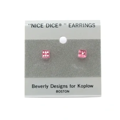 Tiny 5mm Post Stud Dice Earrings - Transparent Pink with White Pips - Your Source for Gaming Essentials Clearance