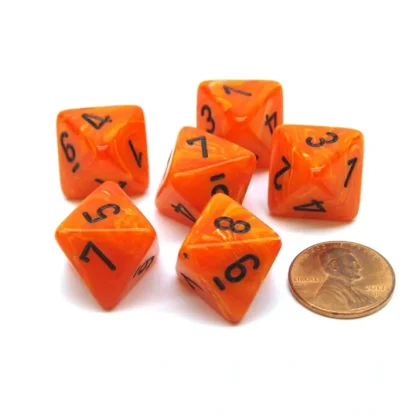 Vortex 15mm 8 Sided D8 Chessex Dice, 6 Pieces - Orange with Black - Your Source for Gaming Essentials Fashion