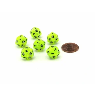 Vortex 12mm Mini 20 Sided D20 Dice, 6 Pieces - Bright Green with Black Numbers - Your Source for Gaming Essentials Best