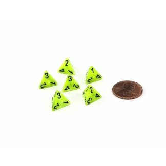 Vortex 12mm Mini 4 Sided D4 Dice, 6 Pieces - Bright Green with Black Numbers - Your Source for Gaming Essentials Best